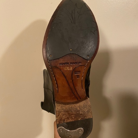 Mark Nason Men's Black Leather Chelsea Side Zipup Ankle Boots - Picture 4 of 6